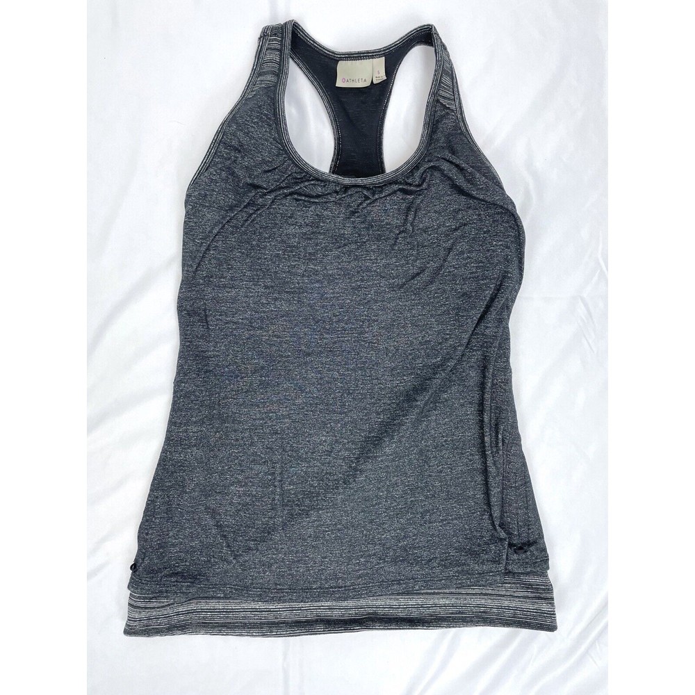 Athleta Women SMALL Black Grey Royal Pigeon Layered Tank Top Athletic 919068